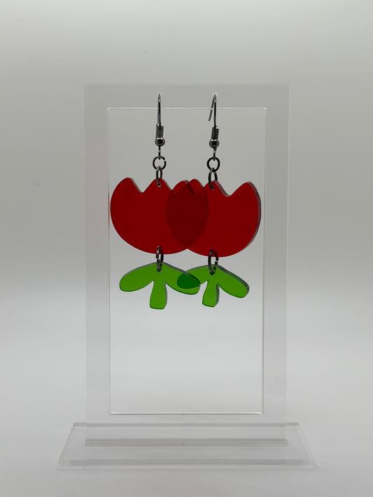 Red Tulip Earrings